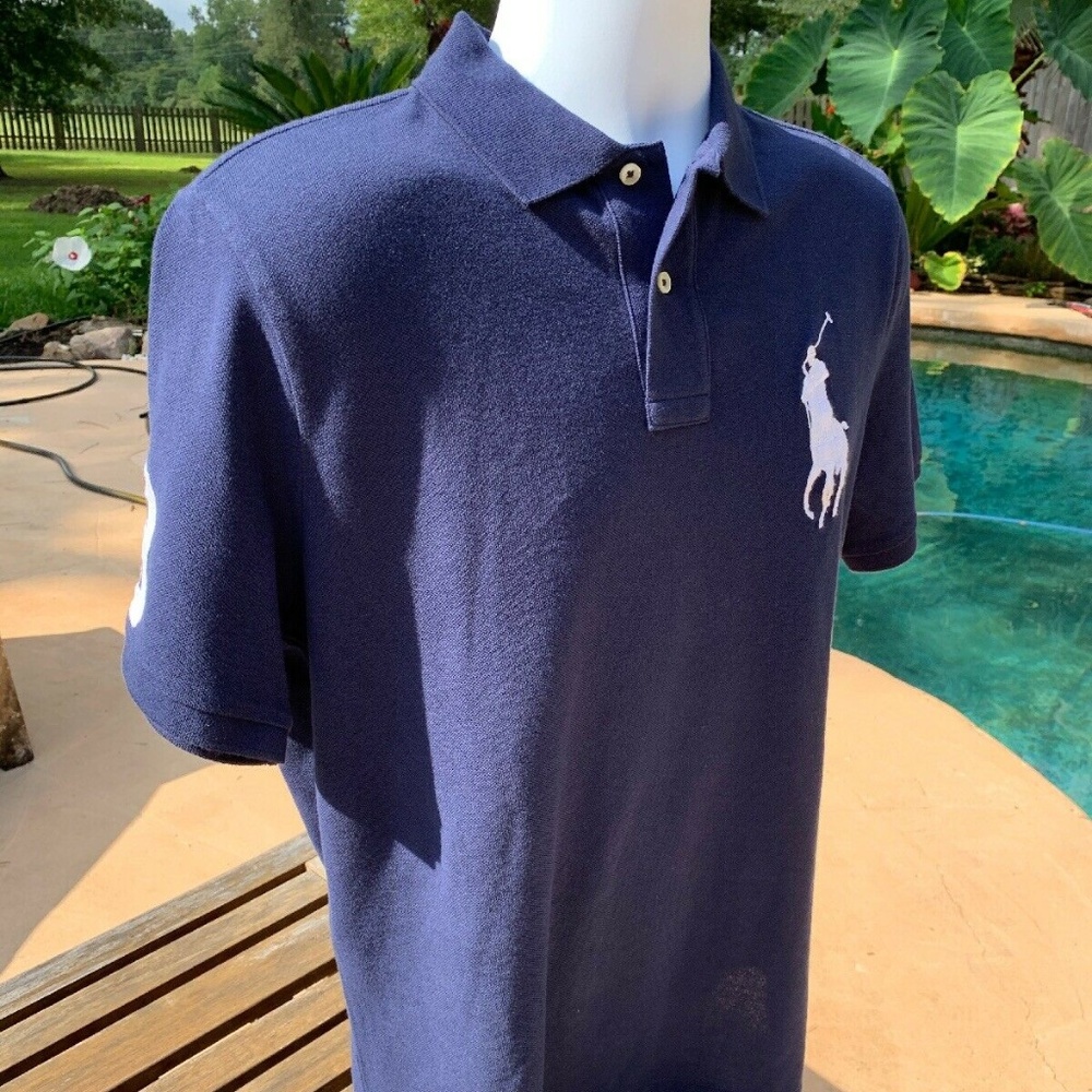 POLO RALPH LAUREN Mens Blue Big Pony Polo Shirt - Picture 1 of 7